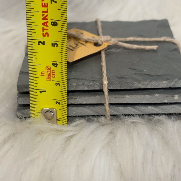 Slate Square Coasters - Dark Gray Stack by - Picture 4 of 4